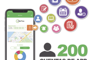 Licencia para realizar checadas de asistencia desde Smartphone (APP) con envío de fotografía y ubicación por GPS / Compatible con BIOTIMEPRO / Licencia para 200 usuario