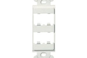 Marco de Módulo Dúplex, Para Placas Frontales Estándar GFCI, Acepta 4 Módulos Mini-Com, Color Blanco