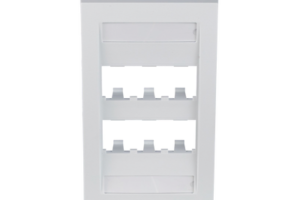 Placa de Pared Vertical Ejecutiva, Salida Para 6 Puertos Mini-Com, Con Espacios Para Etiquetas, Color Blanco