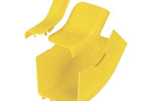 Bajada Vertical Interior de 45º con Tapa, Para uso con Canaletas 4X4 FiberRunner™, Color Amarillo