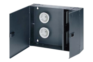 Caja de Conexión de Fibra Óptica, Para Montaje en Pared, Acepta 4 Placas Acopladoras FAP o FMP, Hasta 96 Fibras, Color Negro