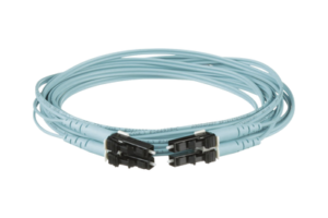 Jumper de Fibra Optica Multimodo 50/125 OM3, LC-LC Duplex, OFNR (Riser), Color Aqua, 4 Metros