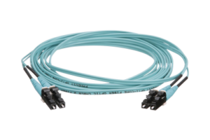 Jumper de Fibra Óptica Multimodo 50/125 OM4, LC-LC Duplex, OFNR (Riser), Color Aqua, 15 Metros