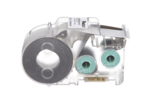 Casete de Etiquetas de Poliolefina de Cinta Continua, Tubo Termocontráctil, 11.2 mm de Ancho, 2.4 m de largo, Para Cables de 2 a 6.4 mm (16-10 AWG) de Diámetro, Color Blanco