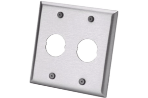 Placa de Pared Doble IndustrialNet™, Para 2 Conectores Industriales, de Acero Inoxidable