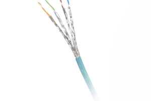 Bobina de Cable Blindado S/FTP Categoría 6A, Uso Industrial con Resistencia al Aceite, Rayos UV y Abrasión, Multifilar (Flexible), Color Azul Cerceta, Bobina de 500m