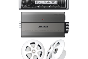 Kit de estereo con Bluetooth KMR-M332BT | Amplificador KAC-M3004  | mas Par de bocinas KFC-1613MRW