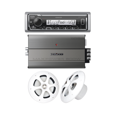 Kit de estereo con Bluetooth KMR-M332BT | Amplificador KAC-M3004 | mas Par de bocinas KFC-1613MRW