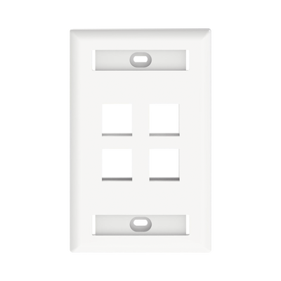 Placa de Pared Vertical, Salida Para 4 Puertos Keystone, Con Espacios Para Etiquetas, Color Blanco