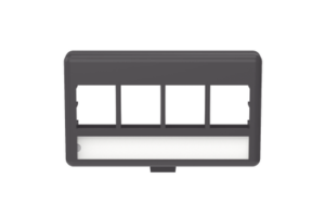 Placa de Mobiliario Modular Estándar, Salidas Para 4 Puertos Keystone, Color Negro