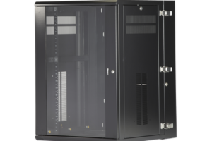 Gabinete PanZone de Montaje en Pared, de 19in, Puerta con Ventana de Seguridad, 18 UR, 635mm de Profundidad, Color Negro