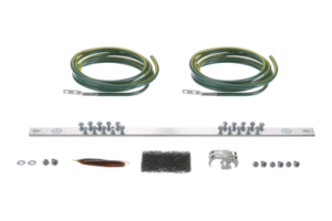Kit de Puesta a Tierra con dos Jumpers 6 AWG y Barra de Conexiones de 20 Orificios, para Rack de 19in
