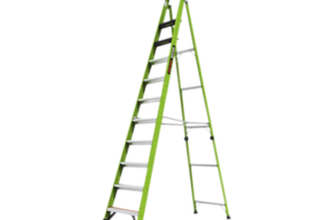 Escalera de 3.65 m Capacidad máxima de 170 Kg, inclinada, de fibra de vidrio con almohadilla de pared giratoria.