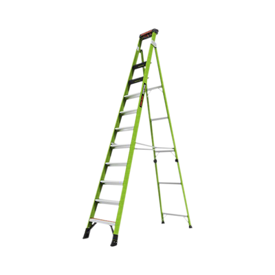 Escalera de 3.65 m Capacidad máxima de 170 Kg, inclinada, de fibra de vidrio con almohadilla de pared giratoria.