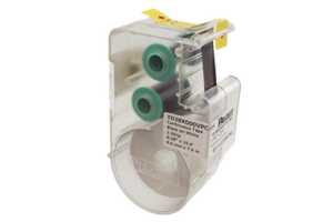 Casete de Etiquetas de Vinilo de Cinta Continua, Color Negro Sobre Blanco, Uso Interior/Exterior, 9.65 mm de Ancho x 7.6 Metros de Largo