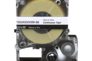 Casete de Etiquetas de Vinilo de Cinta Continua, Color Negro Sobre Amarillo, Uso Interior/Exterior, 9 mm de Ancho x 7 Metros de Largo