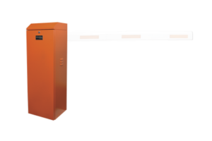 Barrera vehicular derecha / Soporta brazo de hasta 5.5 m / Final de carrera ajustable por programación / Movimiento fluido / Diseño elegante color naranja