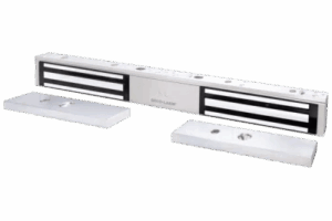 CERRADURA ELECTROMAGNÉTICA DE 600 LB, PUERTA DOBLE, SENSOR DE ADHERENCIA, LED DE ESTADO, LISTADO UL