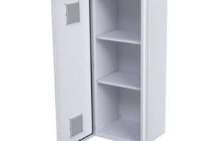 Gabinete Acero Galv. para 3 Bat. PL110D12. Puerta Ventilada. Acc. de piso o poste No incluidos (400 x 1060 x 300mm).