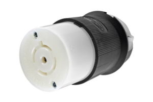 Conector Industrial con Bloqueo de Media Vuelta / 20 A 120/208 V CA / 4 Polos 5 Hilos / Color Blanco y Negro / Nema L21-20R/ Grado Industrial.