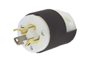 Clavija Industrial con Bloqueo de Media Vuelta / 15 A 125 V CA / 2 Polos 3 Hilos / Color Blanco y Negro / Nema L5-15P.