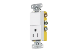 Combinación de Contacto y Apagador Decorador 15A 125V/ Color  Blanco.