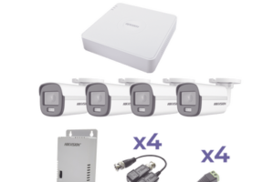 KIT COLORVU TURBOHD 1080p Lite / DVR 4 Canales / 4 Cámaras Bala (exterior 2.8 mm) / Transceptores / Conectores / Fuente de Poder Profesional