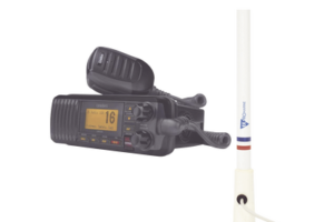 Kit de radio UM385BK | mas antena marina de fibra de vidrio TX-5206-SYS y soporte para antena 4186