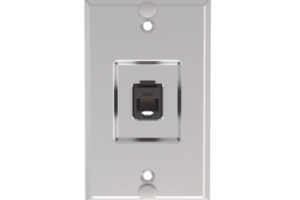 Placa de Pared Telefónica, Salida de 1 Puerto Keystone, Con Jack Cat6 Estilo 110 de Impacto, de Acero Inoxidable