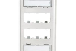Placa de Pared Vertical, de Acero Inoxidable, Salida Para 6 Puertos Mini-Com, Con Espacios Para Etiquetas
