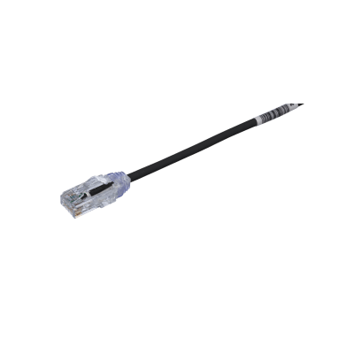 Cable de Parcheo TX6, UTP Cat6, Diámetro Reducido (28AWG), Color Negro, 20 cm