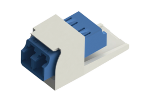 Módulo Acoplador LC Duplex, para Fibra Óptica Monomodo OS1/OS2, Tipo Mini-Com, Color Blanco Mate