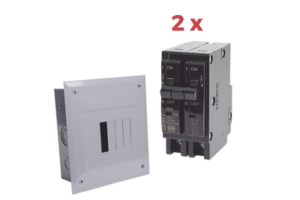 Kit Centro de Carga 4P para empotrar con 2 Interruptores Térmicos de 2 Polos, 20Amp 120/240Vca 10kA.