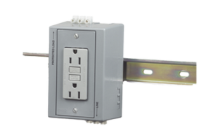 Caja Utilitaria para Montaje en Riel Din con Contacto Duplex de 15 A 125 V / Nema 5-15R / Gris.