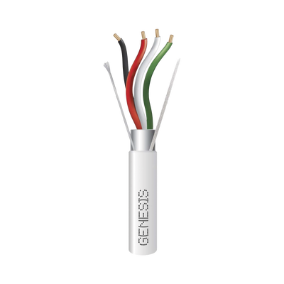 Bobina de 305 M de Cable 4X22 AWG BLINDADO / RISER / Color Blanco / Para Aplicaciones de Audio, Seguridad y Control
