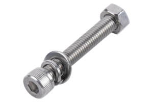 Tornillo Allen Milimétrico de Acero Inoxidable  M8-1.25 x 55/ Con Tuerca, Arandela de Presión y Plana / Para Montajes de Módulos Foto Voltaicos .