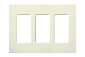 Placa de pared 3 espacios, color blanco, para atenuador (dimmer), switch ó control remoto PICO inalámbrico.
