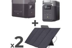 Kit de Estación de Energía Portátil 2048Wh + Batería Externa 2048Wh + 2 Paneles Solares Flexibles 400W (4096Wh, 800W Totales)