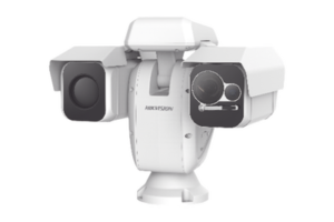 PTZ Punta de Poste IP Dual / Lente Térmico 100 mm (640 X 512) / Lente Óptico 56X Zoom (4 MP) / 800 mts IR Laser / 24 VCA / IP66 / Recubrimiento Anticorrosivo