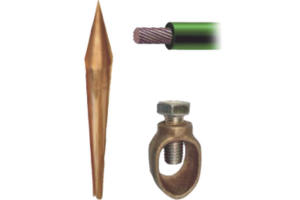 Kit Básico para Tierra Física con Varilla de  5/8" de 1.5 m de Largo, Opresor y 3 Metros de Cable Verde Recubierto 8 Awg.