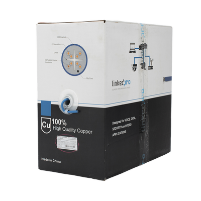 Bobina de cable U/UTP Cat6A de 305 mts, Color Azul, CMR, soporta 10G-BaseT para transmisión de frecuencias de hasta 500MHz, UL