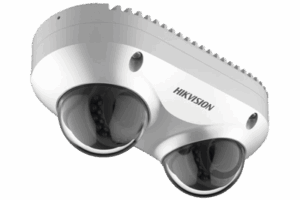 PanoVu Series / Lente Dual de 4 Megapixel / 2 Lentes Fijos de 2.8 mm / Recomendado para Pasillos o Esquinas / IP67 / IK10 / PoE / WDR 120 dB / 10 mts IR / Entrada y Salida de Audio y Alarma / MicroSD