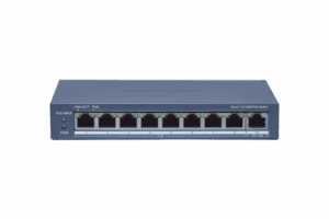 Switch Administrable PoE+ / 8 puertos 100 Mbps PoE+ / 1 puerto 1000 Mbps de Uplink / PoE hasta 300 Metros / Conexión Remota desde Hik-ParnerPro / 110 W