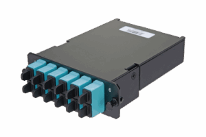 Placa Acopladora de Fibra Óptica FAP, Con 12 Pigtails y 6 Conectores SC Duplex (12 Fibras), Para Fibra Multimodo OM3/OM4, Color Aqua