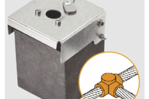 Molde de grafito horizontal unión en T horizontal de cable 1/0 AWG (pasante) con cable 1/0 AWG (terminal).