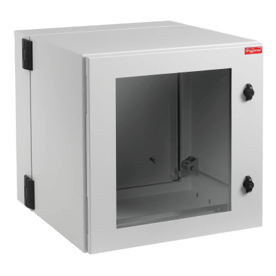 Gabinete Industrial ProTek de Puerta con Ventana, Protección NEMA Tipo 4/12/4X; IP55; IK10, Abatible, Fabricado en Acero, 12 UR, Color Gris Claro