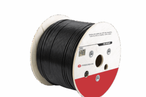 Bobina de cable de UTP de 4 pares Cat5e de 305 m (1000 ft), 100% Cobre, LDPE Resistente a rayos UV Relleno de Gel, Color Negro, 24 AWG, Uso en Exterior,  Para Aplicaciones de Voz, Datos y Video