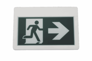 Letrero LED de Señalización de salida "Hombre Corriendo"/ Alto brillo / Uso en pared, lateral o techo / Batería de Respaldo Incluida con hasta 120 minutos de duracion