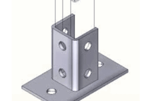 Base Cuadrada con 4 Perforaciones para Perfil Sencillo.