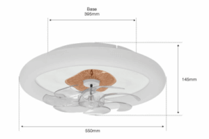 Ventilador de Techo con Luminario LED de 110 V CA 50/60 Hz /  88 W / 3 Tonos de Luz (6500 - 4 000 - 2 700 K) / Diámetro 500 mm / 6 Velocidades / Dimeable.